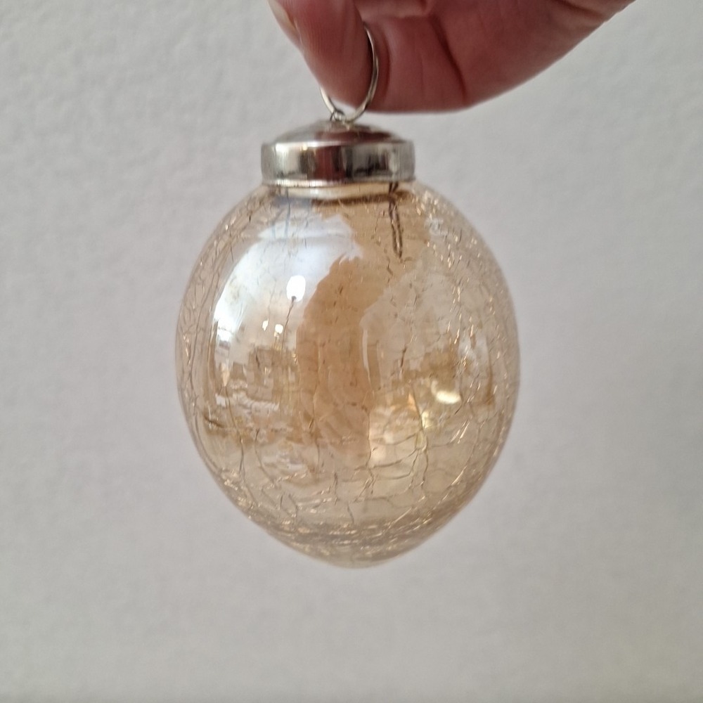 Vintage Kugle Style Mercury Crackle Glass Ball Christmas Gold Ornament 4", Heavy - Picture 7 of 16